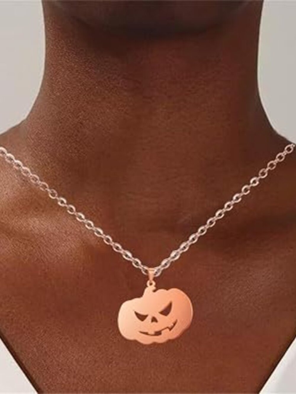 Neiman Marcus 18k Rose Gold Plated Pumpkin Halloween Necklace